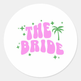 bride palm springs bachelorette party retro pink runt klistermärke