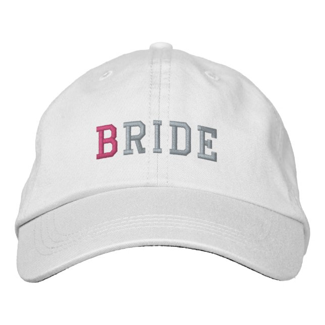 Bride Pastel Embroidery White Baseball Cap / Hat Broderad Keps (Framsida)