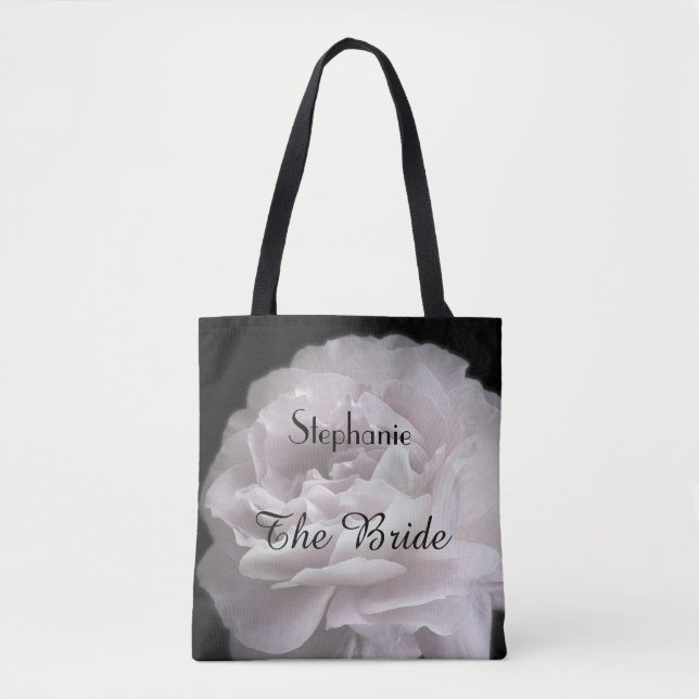 Bride Personlig Namn Blek Rosa ros Blommigt Tygkasse (Framsida)