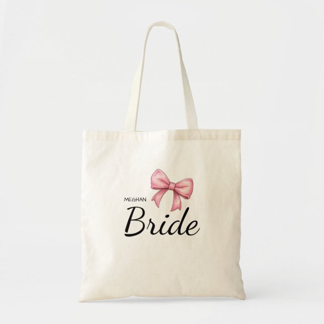 Bride Pink Bow Wedding Tygkasse (Framsidan)
