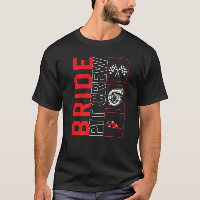Bride Pit Crew Car Tävla Tävling Driver Racecar Ra T Shirt (Framsida)