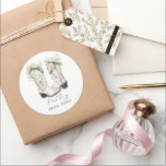 Bride Posse Cowgirl Boots Custom Name  Runt Klistermärke<br><div class="desc">Watercolor cowgirl boots and soft floral accents bring rustic charm to these personalized bride posse stickers. Featuring a custom script name and the words “Bride Posse” beneath,  they add the perfect touch to favor bags,  mini champagne bottles,  or hangover kits for a country-style bachelorette party or western weekend.</div>