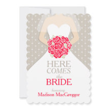 Bride red bouquet-grafik möhippa inbjudan