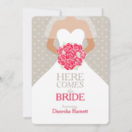 Bride red bouquet-grafik möhippa inbjudan