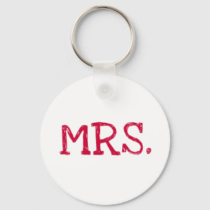 Bride Red Text Mrs. Nyckelring