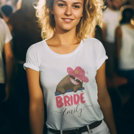 Bride Retro Sloth Groovy Custom Name Bachelorette T Shirt