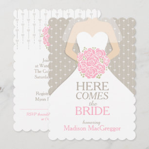 Bride rosa bouquet-grafik möhippa inbjudan
