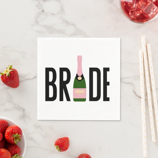 Bride Rosa Champagne Bachelorette Pappersservett (Insitu)