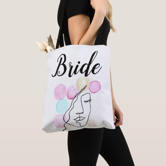 Bride Rosa Grått Typography Elegant bröllop Tote B Tygkasse (Närbild)