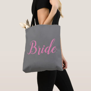 Bride Rosa Grått Typography Elegant bröllop Tygkasse