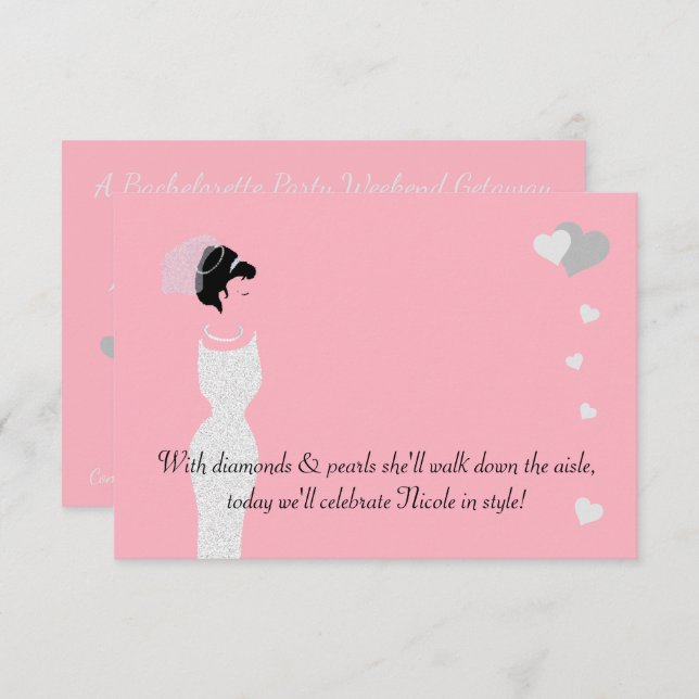 Bride Rosa Möhippa Bachelorette Shower Party Inbjudningar (Fram/baksida)
