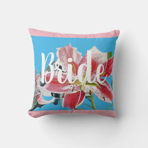 Bride Rosa Retro Lily blommigt Bröllop Decor Cushi Kudde