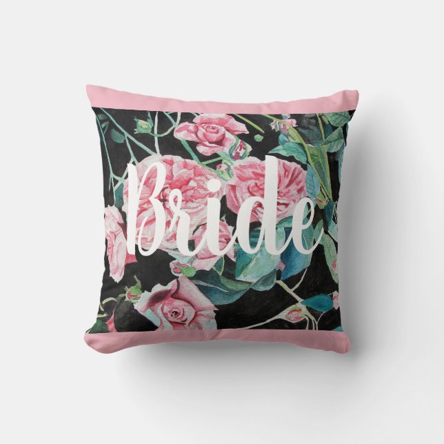 Bride Rosa Retro Ro Bröllop Decor Cushion Kudde (Framsida)