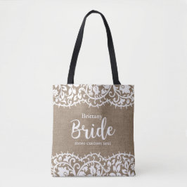 Bride Rustic Snöre Burlap Bröllop Personlig Tygkasse
