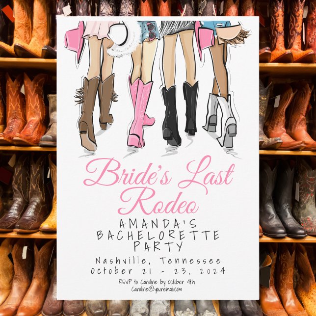Bride’s Last Rodeo Bachelorette Party Cowboy Boots Inbjudningar (Skapare uppladdad)