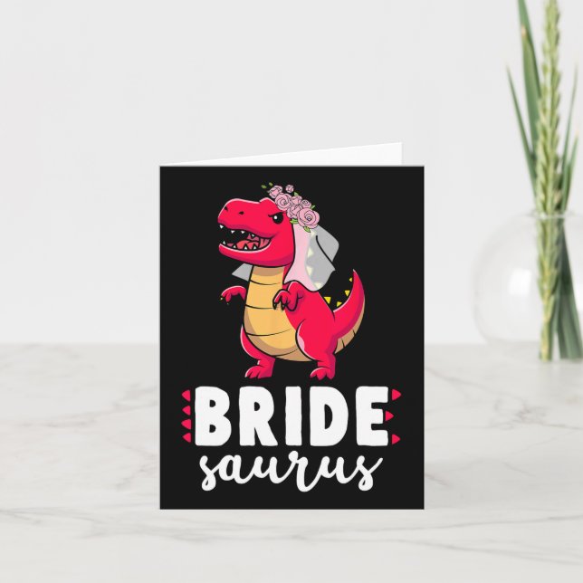 Bride Saurus Dinosaur Förlovning Bröllop Par M Kort (Framsida)