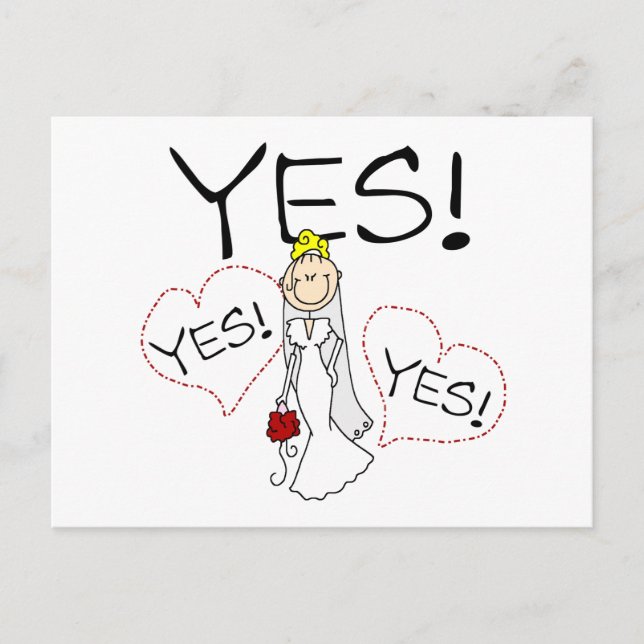 Bride Says Yes Vykort (Framsida)