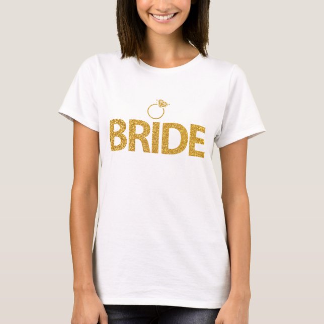 Bride Shirts Guld Sequins Bachelorette Plus Storle Tee Shirt (Framsida)
