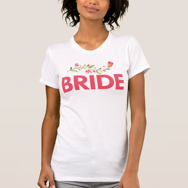 Bride Shirts med vackra Rosa Flowers T Shirt (Framsida)