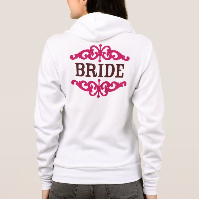Bride (Shock rosa & Chocolate Brown) Hoodie Tee Shirt (Baksida)