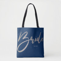 Bride Silver Glitter & Navy Princess Calligraphy