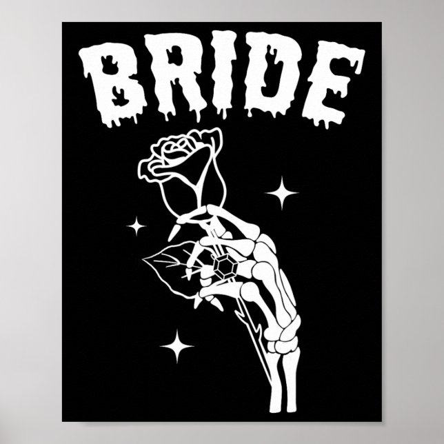 Bride Skeleton Hand Bröllop Halloween Par Matc Poster (Framsidan)
