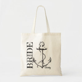 Bride Sketch Anchor med Monogram | Tote Bag Tygkasse