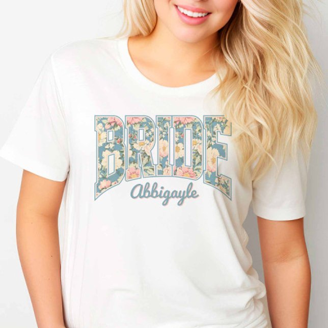 BRIDE Skyline Blue Retro Floral T Shirt (Skapare uppladdad)