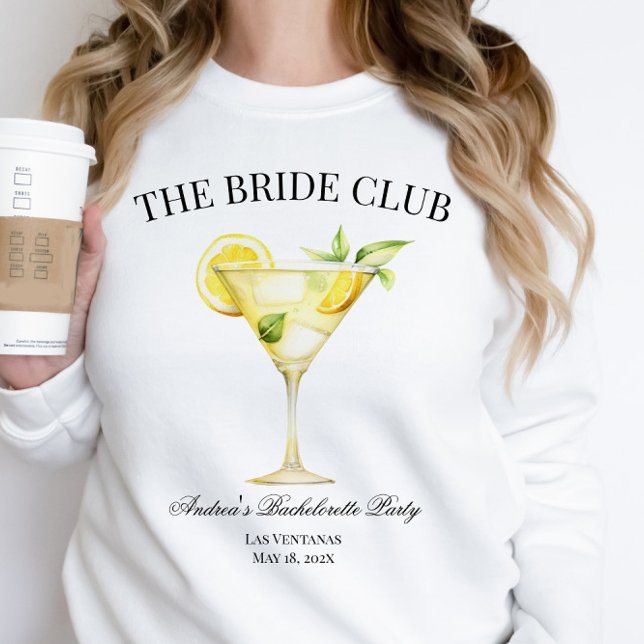 Bride Social Klubb Lemon Cocktail Bride T Shirt (Customizable Wording.)