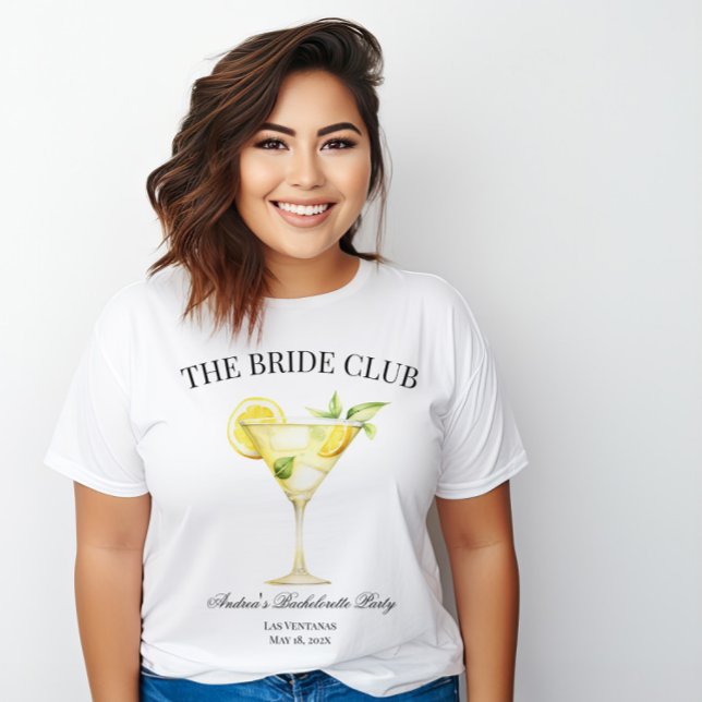 Bride Social Klubb Lemon Cocktail Bride T Shirt (Customizable Wording.)