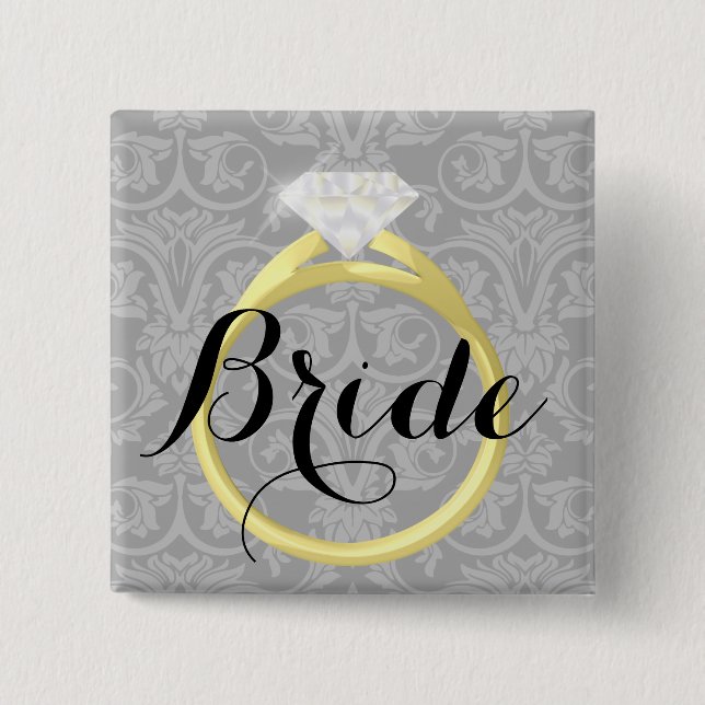 Bride Solitaire Ring Möhippa Bröllopsfest Button Knapp (Framsida)