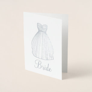 Bride Söt Metallic Bröllop Dress Gown Möhippa Folierat Kort