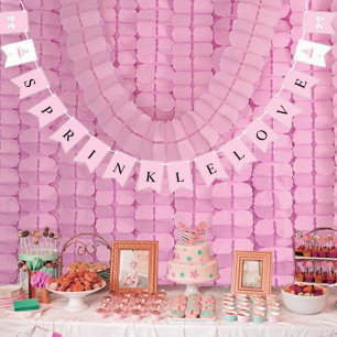 BRIDE Sprinkle Little Kärlek Rosa Shower Party Vimplar