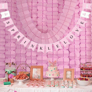 BRIDE Sprinkle Little Kärlek Rosa Shower Party Vimplar