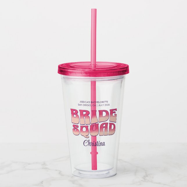 Bride Squad Bridesmaid Shock rosa Take Away Mugg (Framsida)