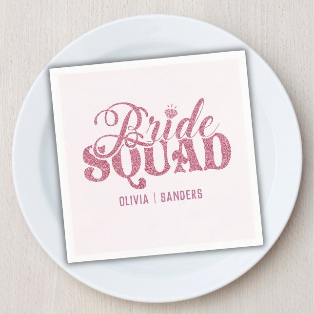 Bride Squad Bright Pink Pappersservett (Skapare uppladdad)
