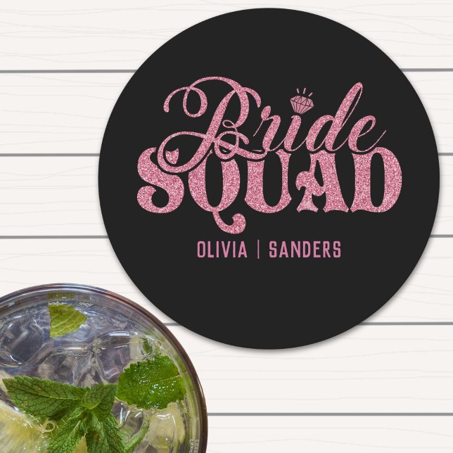 Bride Squad Bright Pink Underlägg Papper Rund (Skapare uppladdad)