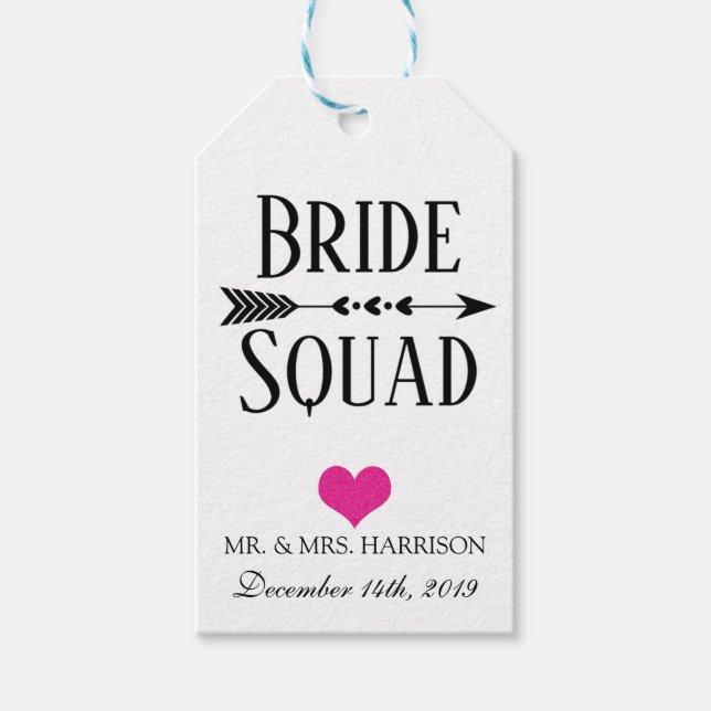 BRIDE SQUAD BRUDENS SIDA GIFT MÄRKRE PRESENTETIKETT (Framsidan)