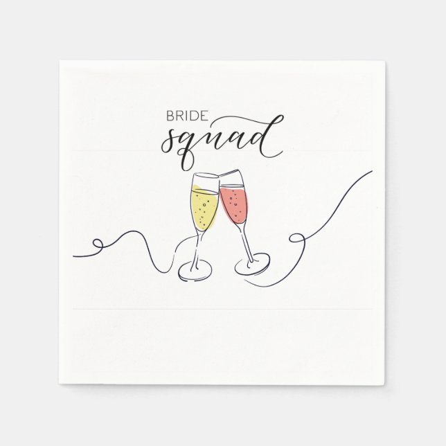 Bride Squad Champagne Toast Napkins Pappersservett (Framsidan)