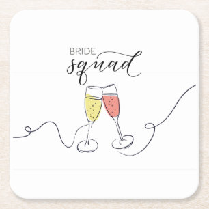 Bride Squad Champagne Toast Pappersunderlägg Underlägg Papper Kvadrat