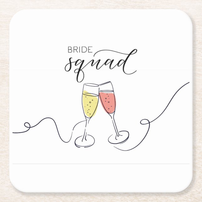 Bride Squad Champagne Toast Pappersunderlägg Underlägg Papper Kvadrat (Framsidan)