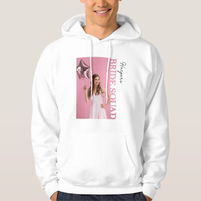 Bride Squad Foto Hoodie | Personlig Hen-festklänni (Framsida)