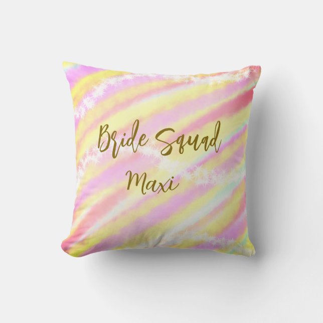 Bride squad golden pastel pink colorful glitter br kudde (Framsida)