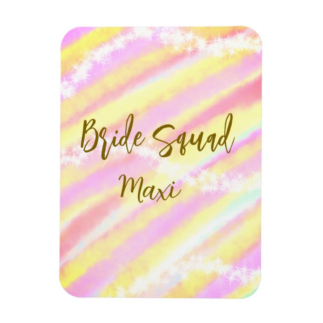 Bride squad golden pastel pink colorful glitter br magnet (Vertikal)