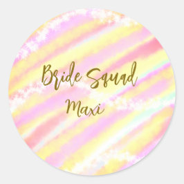 Bride squad golden pastel pink colorful glitter br runt klistermärke