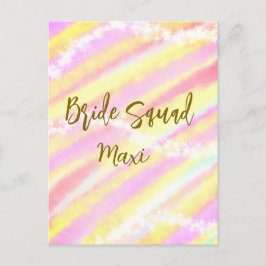 Bride squad golden pastel pink colorful glitter br vykort