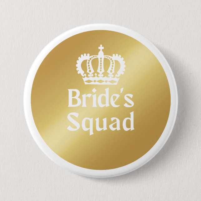 Bride Squad | Guld Bachelorette Bridesmaid Button Knapp (Framsida)