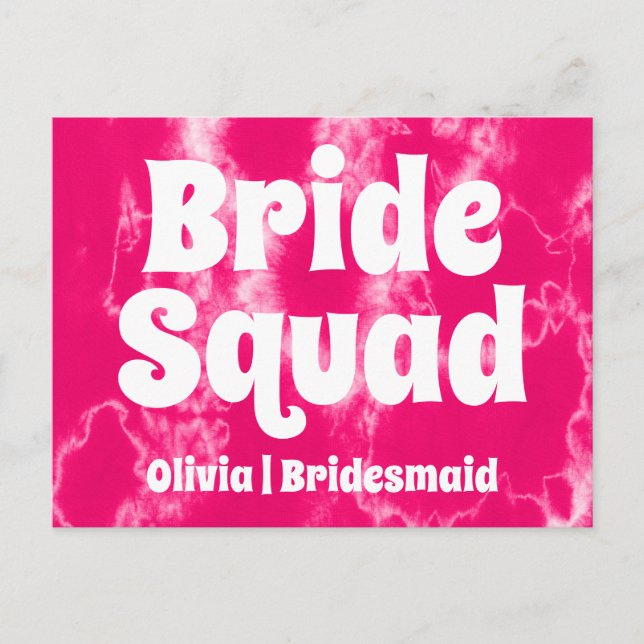 Bride Squad | Hetero rosa brudtärna bröllopsklänni Vykort (Framsida)