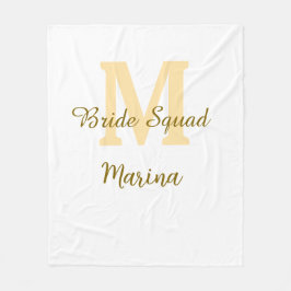 Bride squad monogram golden bridal shower simple  fleecefilt