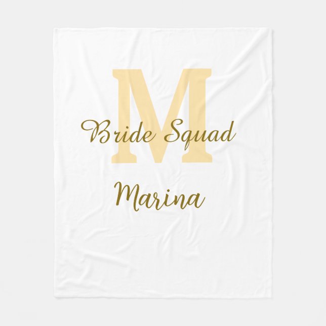 Bride squad monogram golden bridal shower simple  fleecefilt (Framsidan)